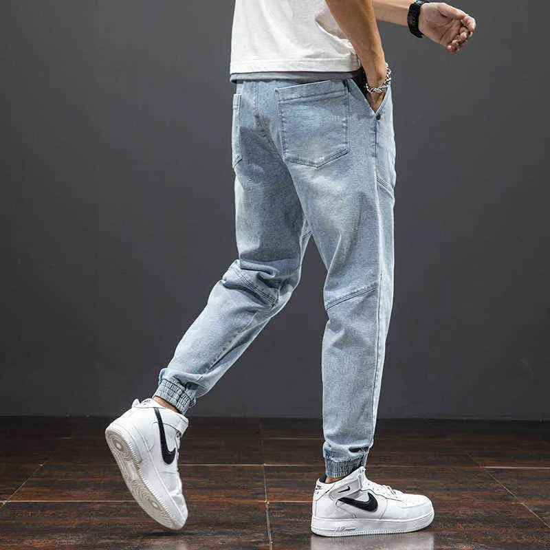 Wiosna Letnia Długość Długość Baggy Dżinsy Mężczyźni Streetwear Jogger Jeans Denim Harem Spodnie Plus Rozmiar 6XL 7XL 8XL 211120