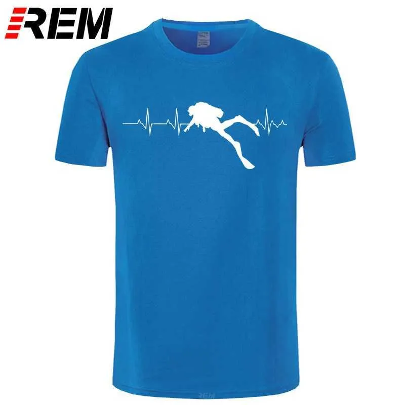 REM SCUBA DIVE Heart Beat Presente para mergulhador camisetas Verão mangas curtas Mensagens macias de algodão puro T 210629