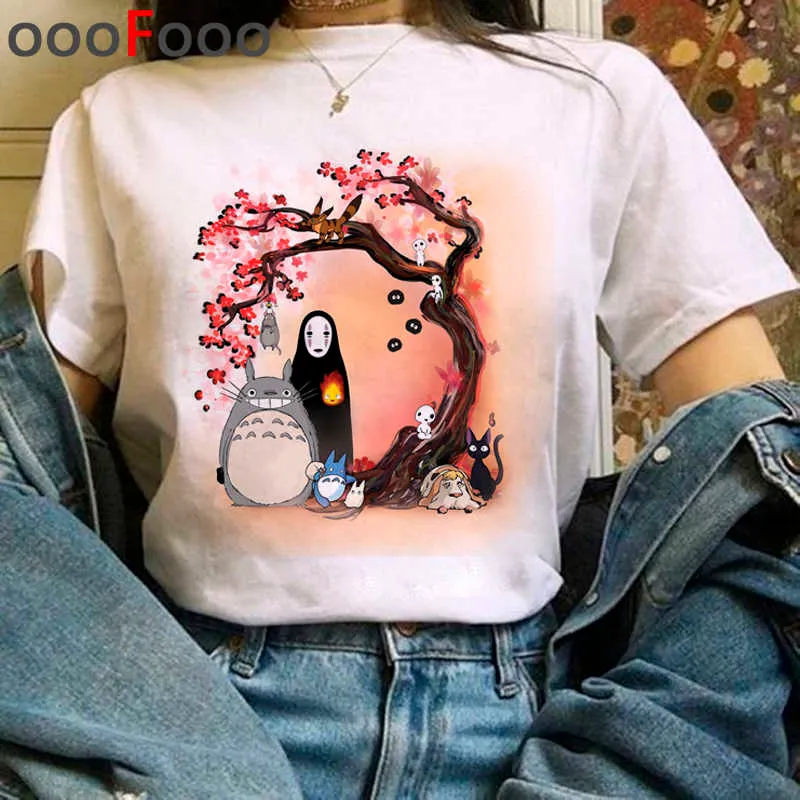 Totoro estúdio ghibli harajuku kawaii camiseta mulheres ullzang miyazaki hayao tshirt engraçado desenhos animados t-shirt bonito anime top t-shirt fêmea x0628