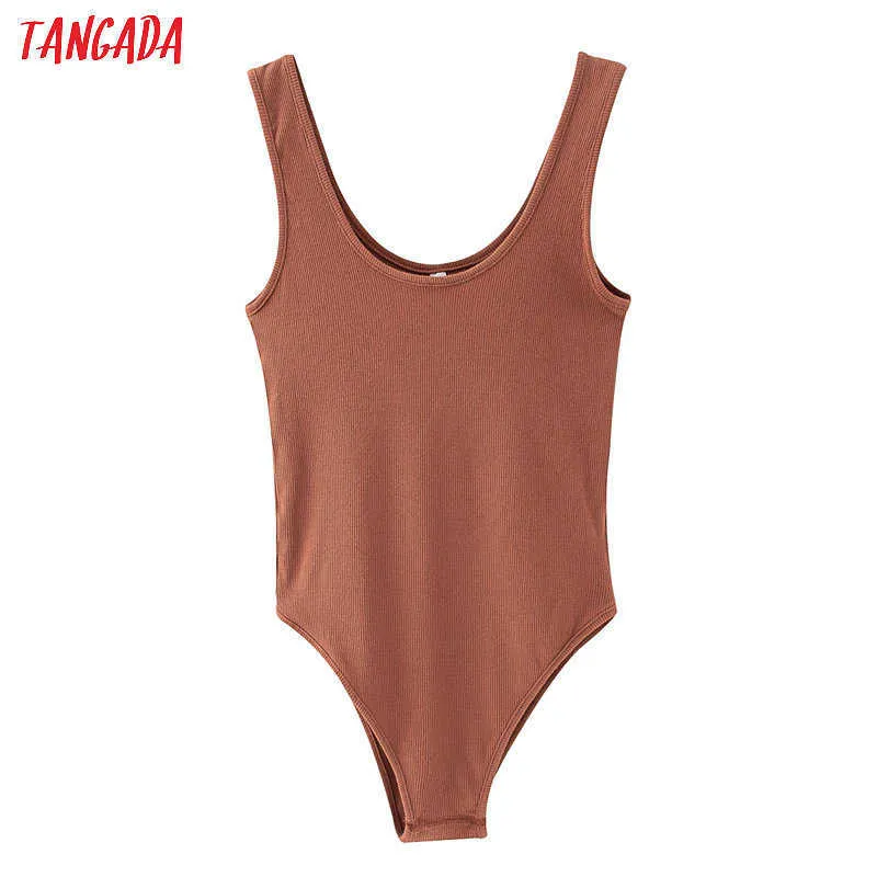 Tangada Jumper Body Anzug Frauen Casual Sexy Slim Strand Jumpsuit Mädchen Body Solid Markenanzug QJ111 210609