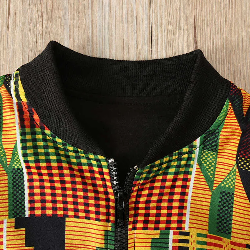 Abiti natalizi bambini alla moda Giacca con cerniera bohémien africana + gonna Abito da 2 pezzi Abbigliamento bambini 210611