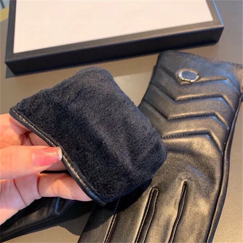 Классические перчатки из овчины, осенне-зимние варежки с плюшевой подкладкой, женские перчатки высокого качества для уличного вождения, подарочная коробка3203