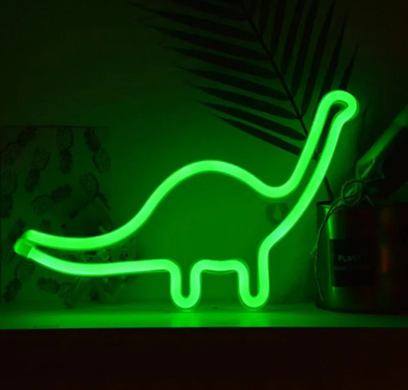 Dinosaur Shape Design Néon Sign Sala Light Decorações de parede Domínio LED Nights Lights Homes Ornament GJ-Dinosaur Green2725