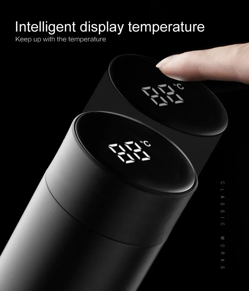 Tasse intelligente de bouteille d'acier inoxydable Led affichage numérique de la température bouteille d'eau tasses d'isolation eau sous vide