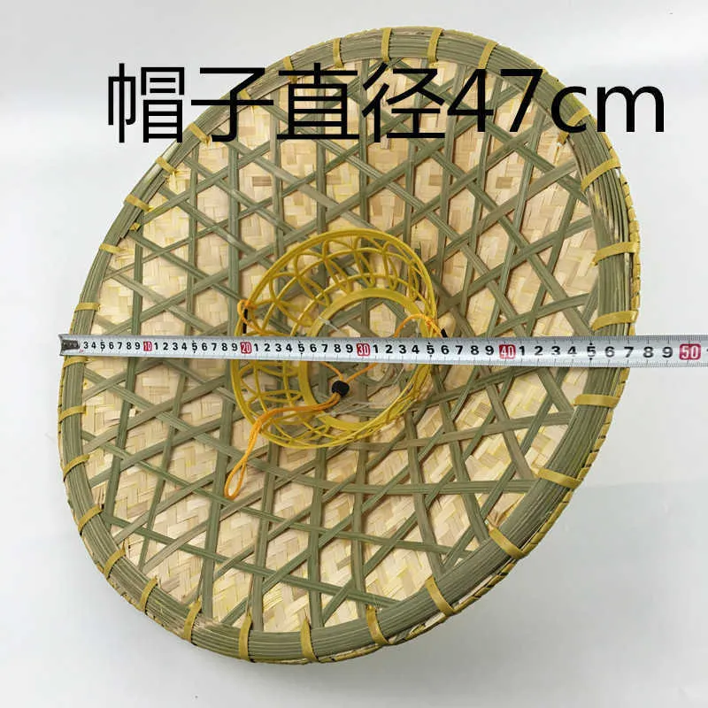 Outdoor Shade Bamboo Weaving Rattan Hats Handmade Weave Straw Hat Tourism Rain Cap Dance Props Cone Fishing Sunshade Fisherman Q0805