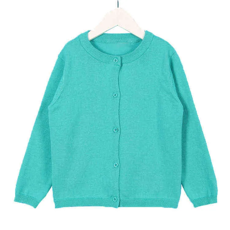 Baby Children Clothing Boys Girls Candy Color Knitted Cardigan Sweater Kids Spring Autumn Cotton Outer Wear 211201