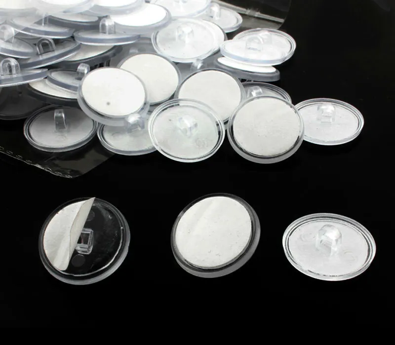 Invisible Adhesive Hanging Buttons 20mm Plastic Hook Mount Ceiling Wall Eye Sofa Furniture Self Adhesive Eyelet Clear