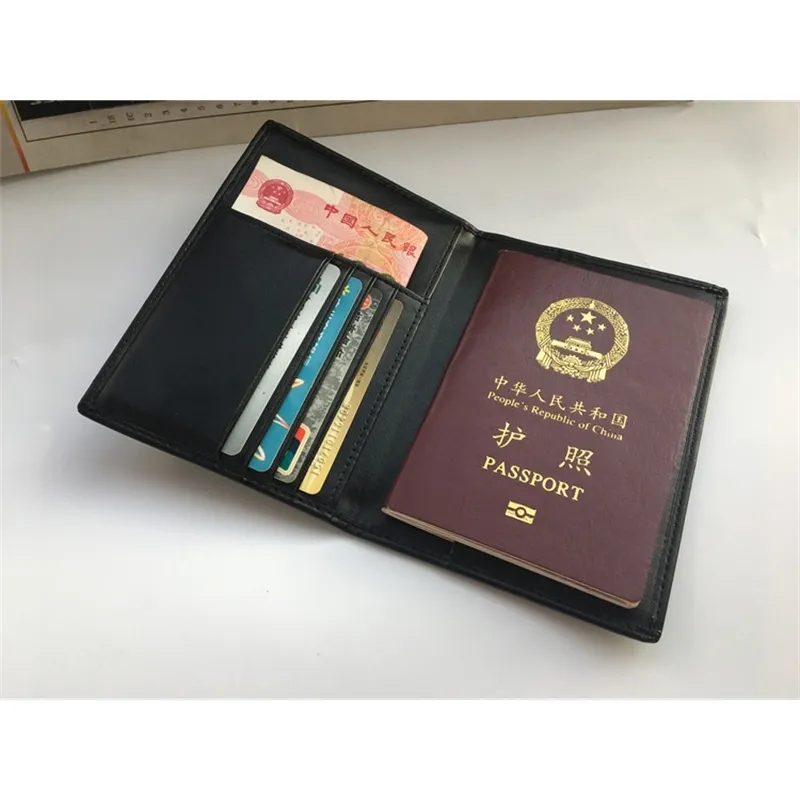 Couverture en cuir véritable RFID anti-magnétique carte de visite porte-passeport Clip ensemble de documents et d'argent