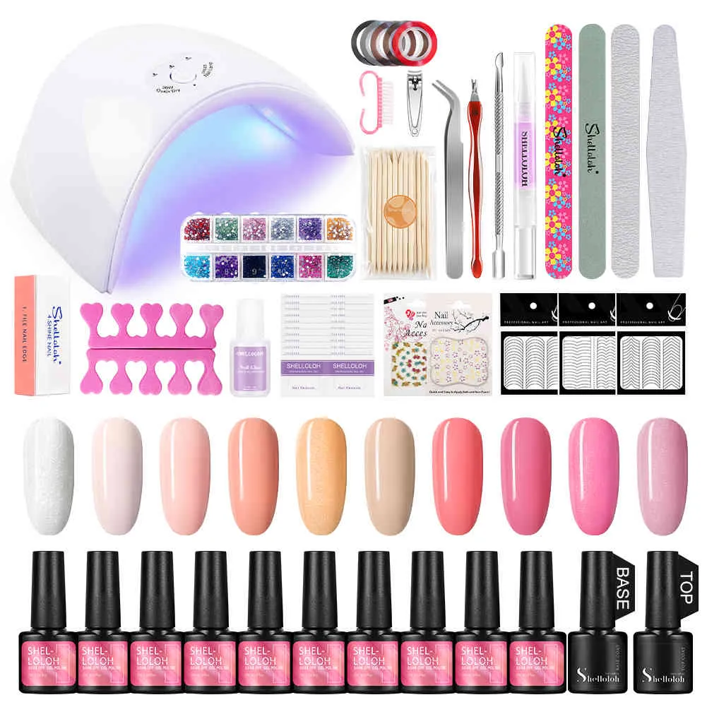 SHELLOLOH 7ML Set Gel Polish Kit Vernis Art Sets Lampe UV Sèche-Ongles Pour Kit D'outils De Manucure