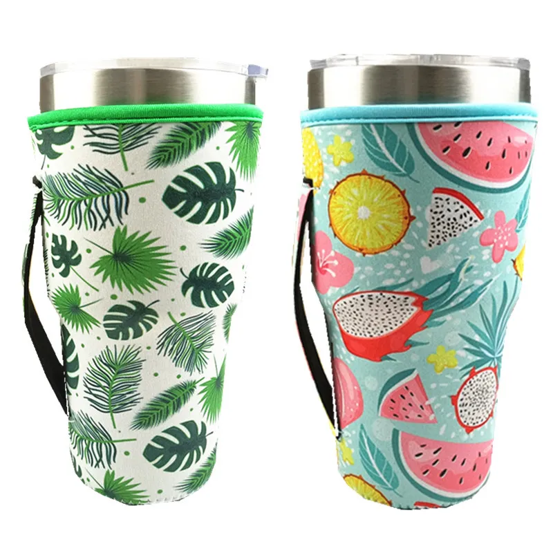 Fruit Style Reusable Iced Coffee Cup Sleeve Neoprene Insulated Sleeves Cup Cover Holder Idea for 30oz Tumbler Cup