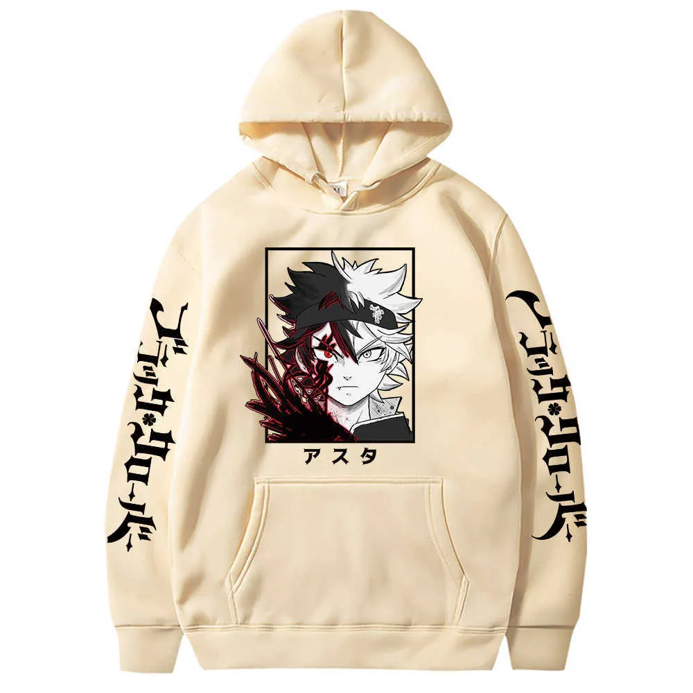 Black Clover Printed Hoodie Men's Sweatshirts Anime Asta Graphic Hoodie for Men Sportswear Cosplay Clothes Y0802