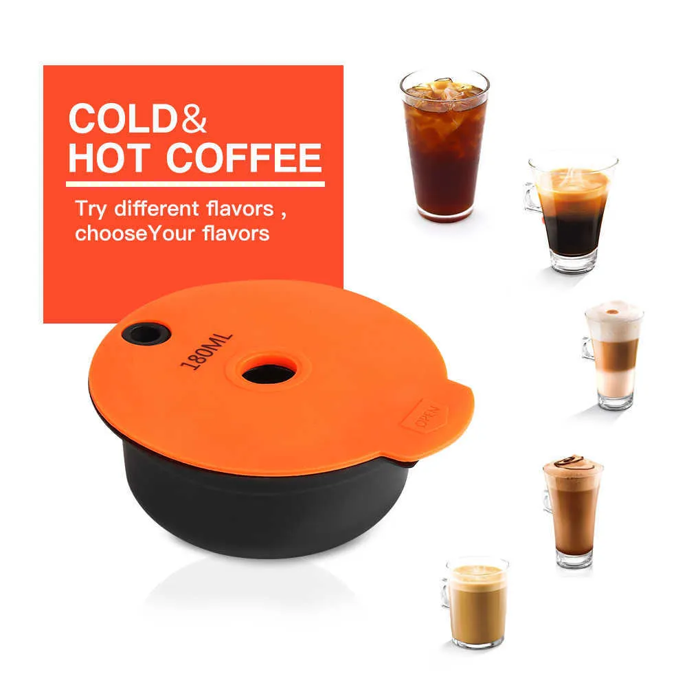 ICAFILAS 180/60 ml Refillable Coffee Capsules dla maszyny Bosch-S Tassimoo Kawa wielokrotnego użytku Kawa Pod Crema Maker Ekologiczne 210712