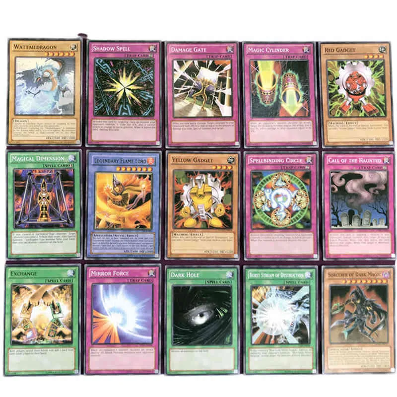 English Yu Gi OH 카드 Yugioh Yu-gi-OH 카드 게임 게임 거래 전투 카르티 어두운 마술사 컬렉션 어린이 크리스마스 장난감 Y1212