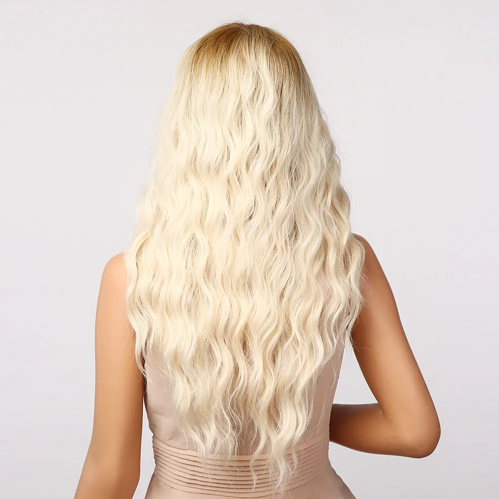 Cosplay marrom platinum loira ombre perucas longas peruca sintética curly para mulheres afro parte média alta temperatura hairfactory direto