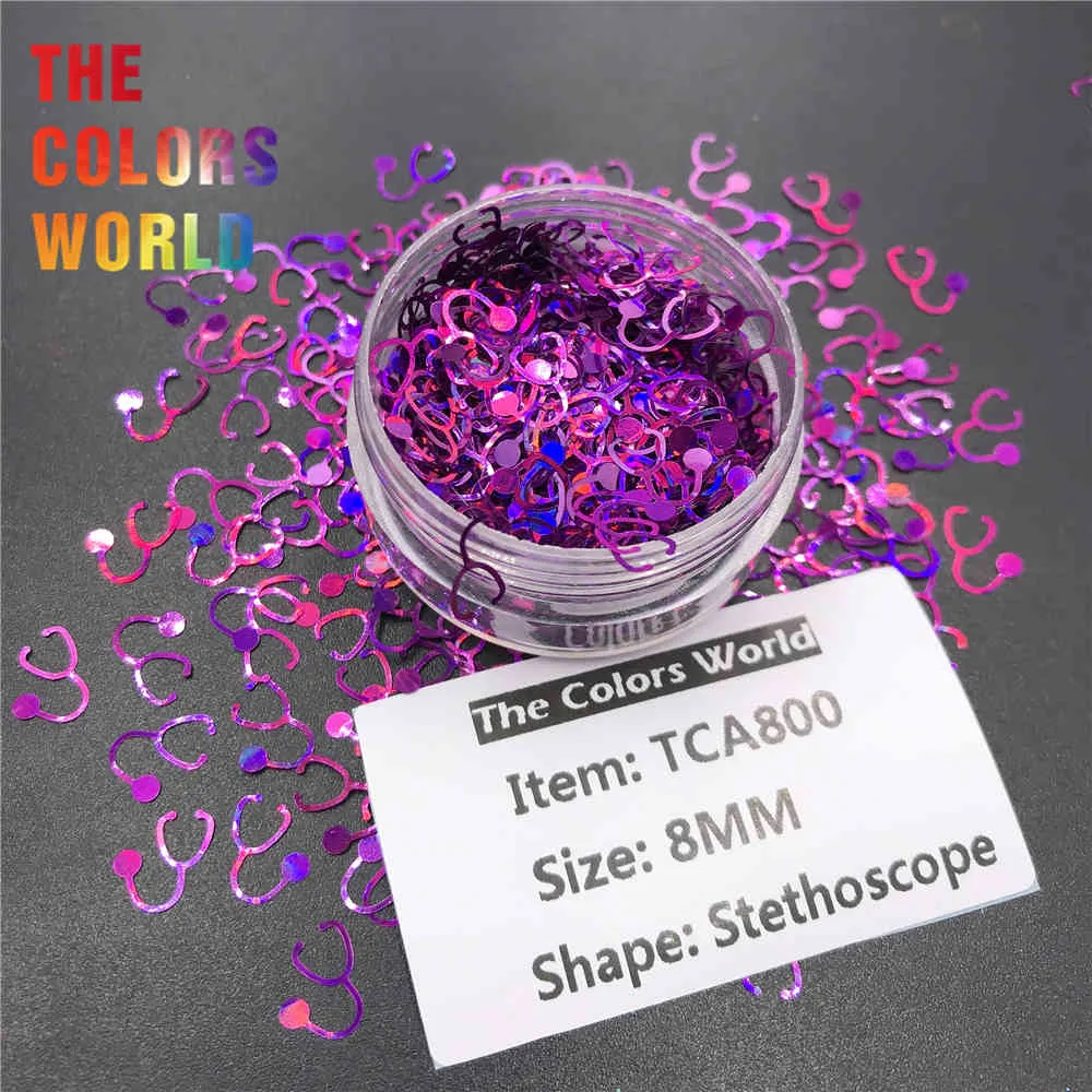 Estetoscopio de TCT-495 de 8MM con purpurina para decoración de uñas, vasos de pintura facial para maquillaje, manualidades, accesorios para fiestas, suministros para fiestas