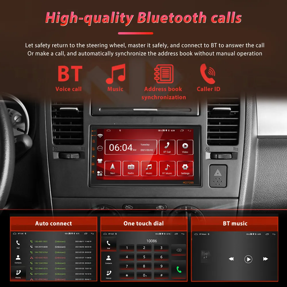 Nuova autoradio Android 11 Autoradio Lettore multimediale Bluetooth 2 Din Ricevitore stereo auto Volkswagen Nissan Toyota Hyundai