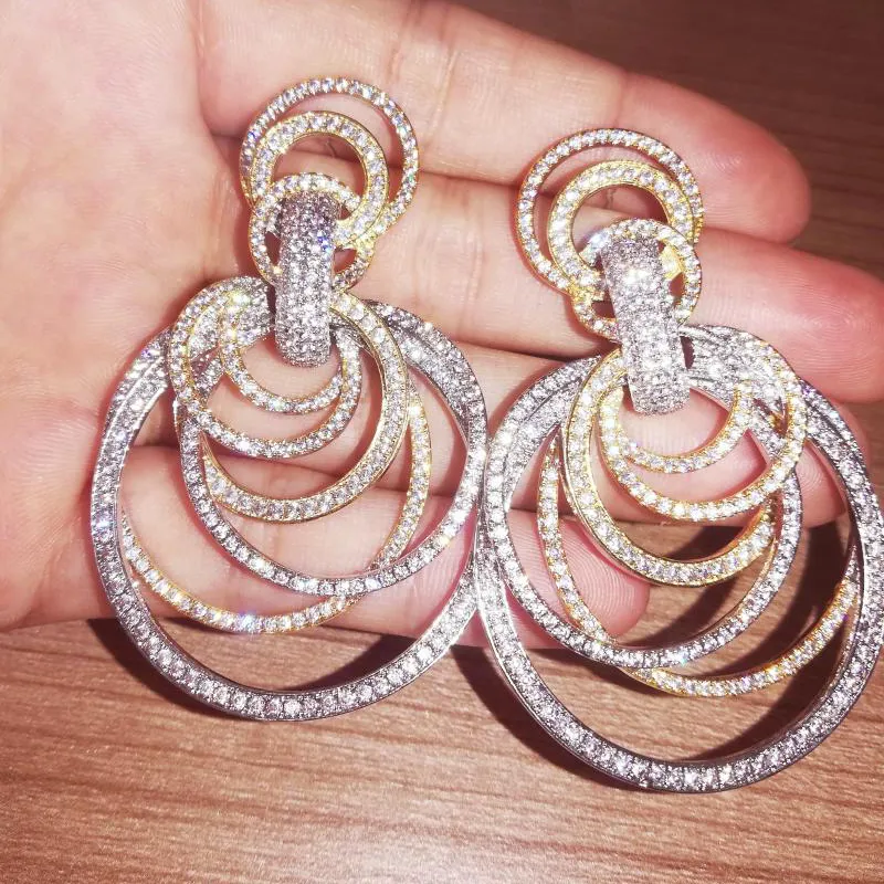 Missvikki luxo indiano dubai africano muitos círculos gota brincos para mulheres nobres jóias de casamento nupcial completo claro cz brincos 210260n