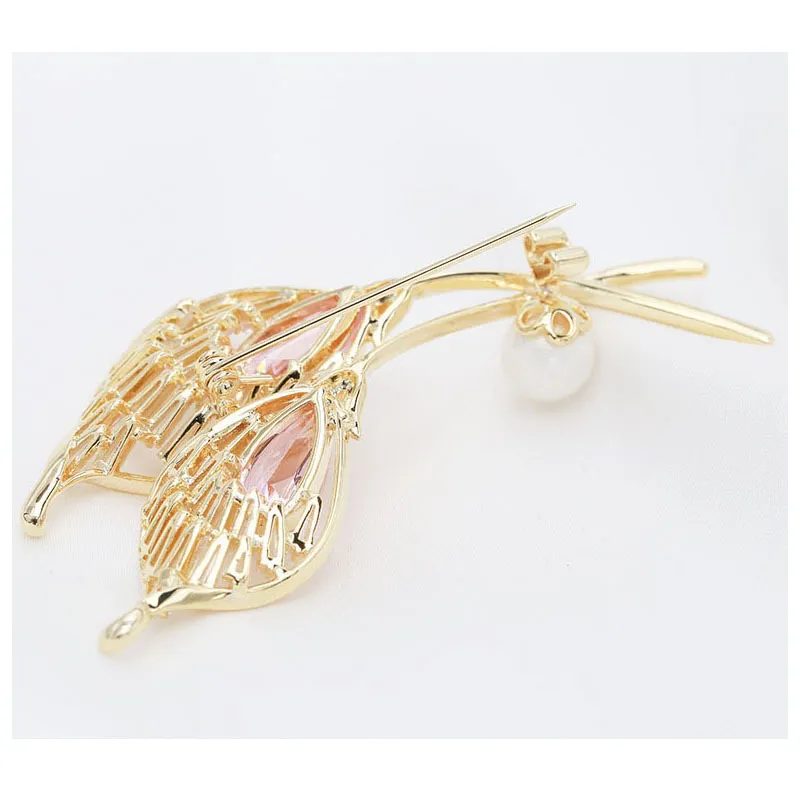 Lüks Bayan ve Vintage Kristal Rhinestone Es Pin Altın Yaprak Broş Pins