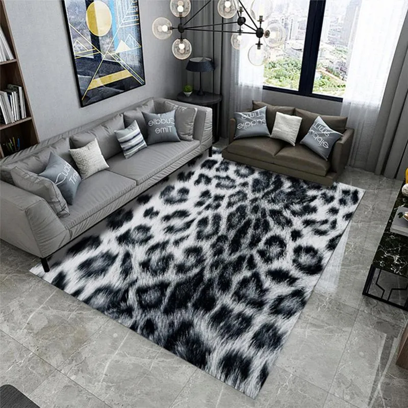 Tapetes criativos 3d leopardo vaca tigre impresso tapete super macio antiderrapante quarto sala de estar tapete de decoração de casa fur266l