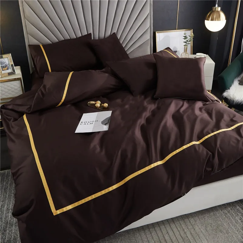 スーパーソフトタッチの寝具セット4シーズン快適なキルトカバー高品質の刺繍デザイナーベッド掛け布団セットキングサイズ330Q