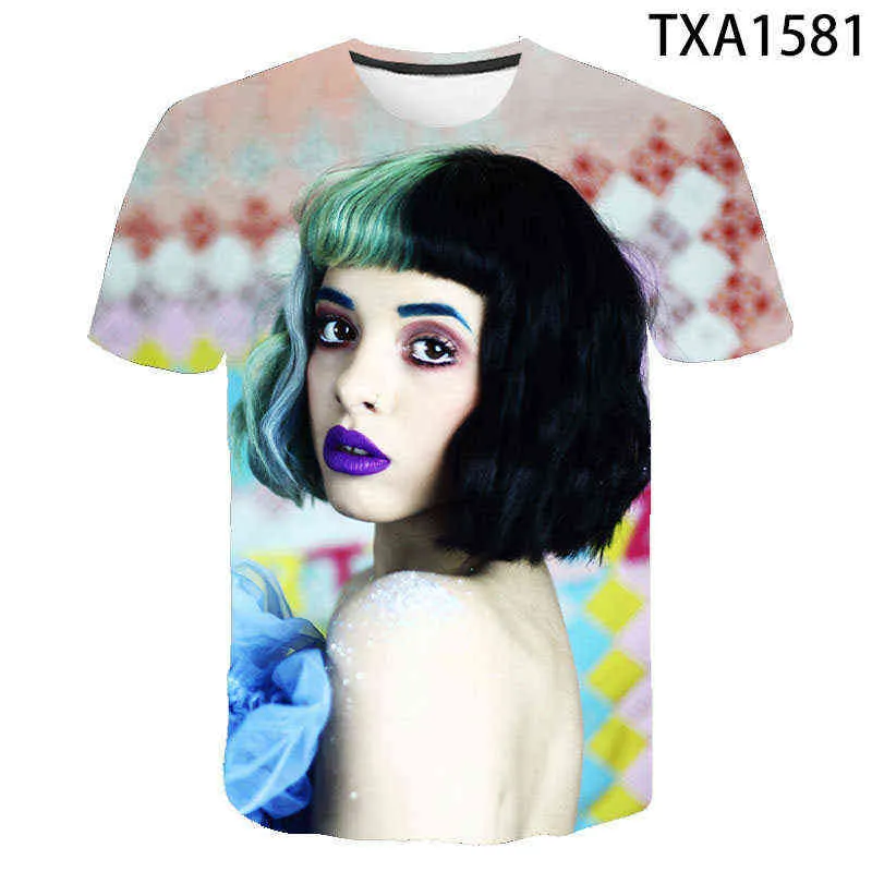 Piosenkarka Melanie Martinez T-shirt ponadgabarytowe topy o-deterk harajuku krótkie rękawe fajne moda mody Casual Plus Tee Tops G1217