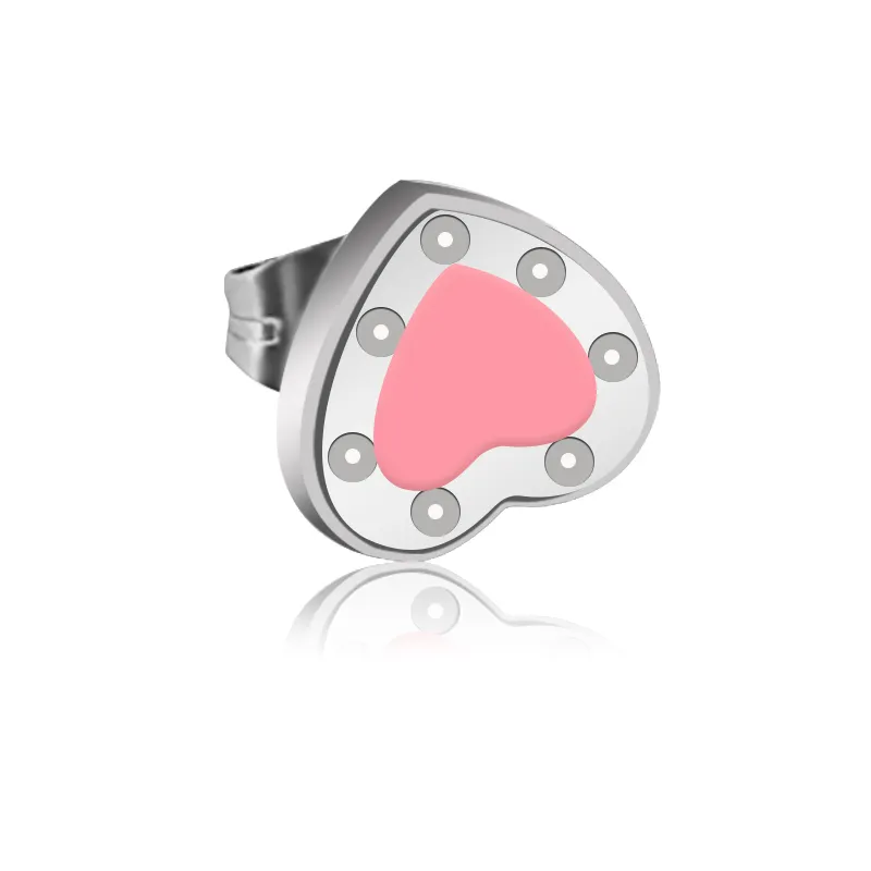 heart earring Stud women couple Flannel bag Stainless steel 10mm Thick Piercing body jewelry gifts For woman Accessories wholesale