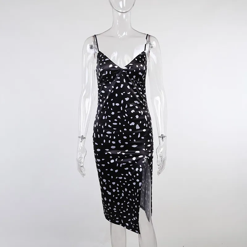 Kobiety Eleganckie paski spaghetti Dress Drukuj Midi Vestido Vintage Dress Sukienki Letnie Plaża Wakacyjne Randki Y2K Odzież 210517