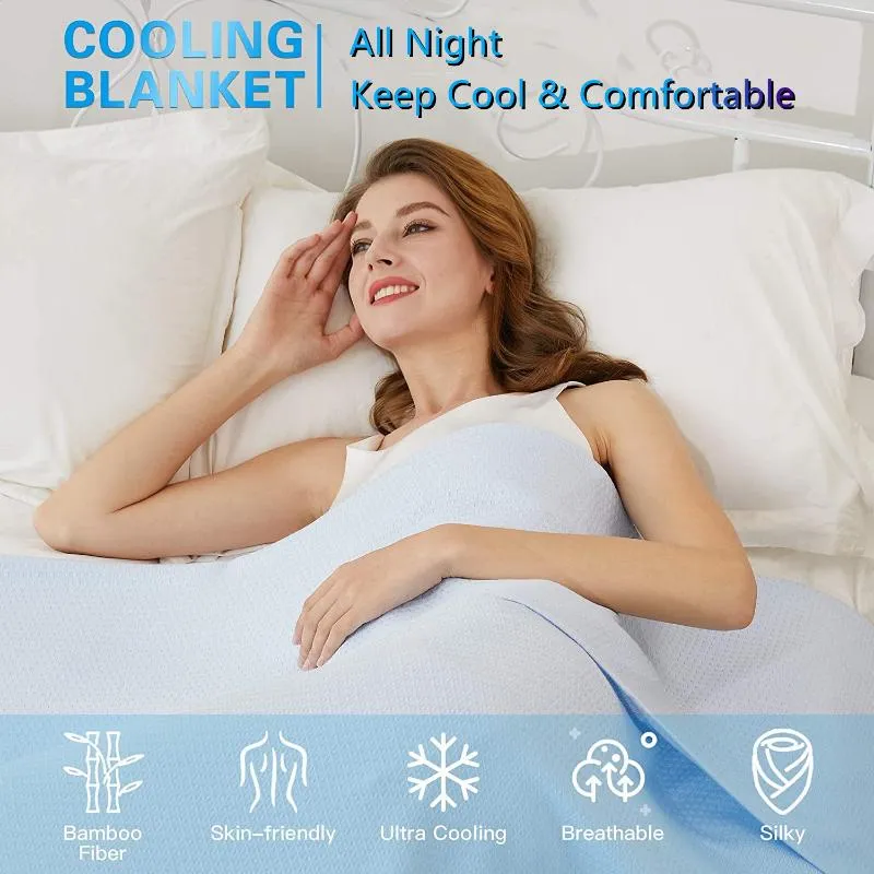 Filtar kylande filt 100% bambu för natt svettningar lätt andningsbar sommar cool säng soffa hela säsongen användning260o