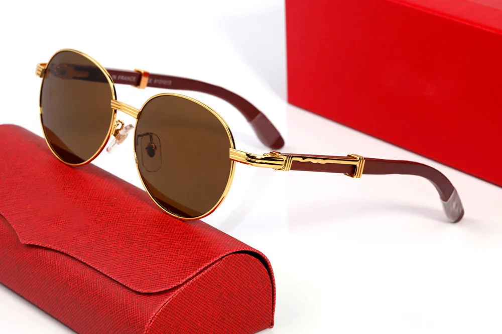 Classic Mens Designer Sunglasses for Women Big Round Gold Alloy Full Frame Sunglass Oval Goggle Man Woman Vintage Brand Eyeglass W275i