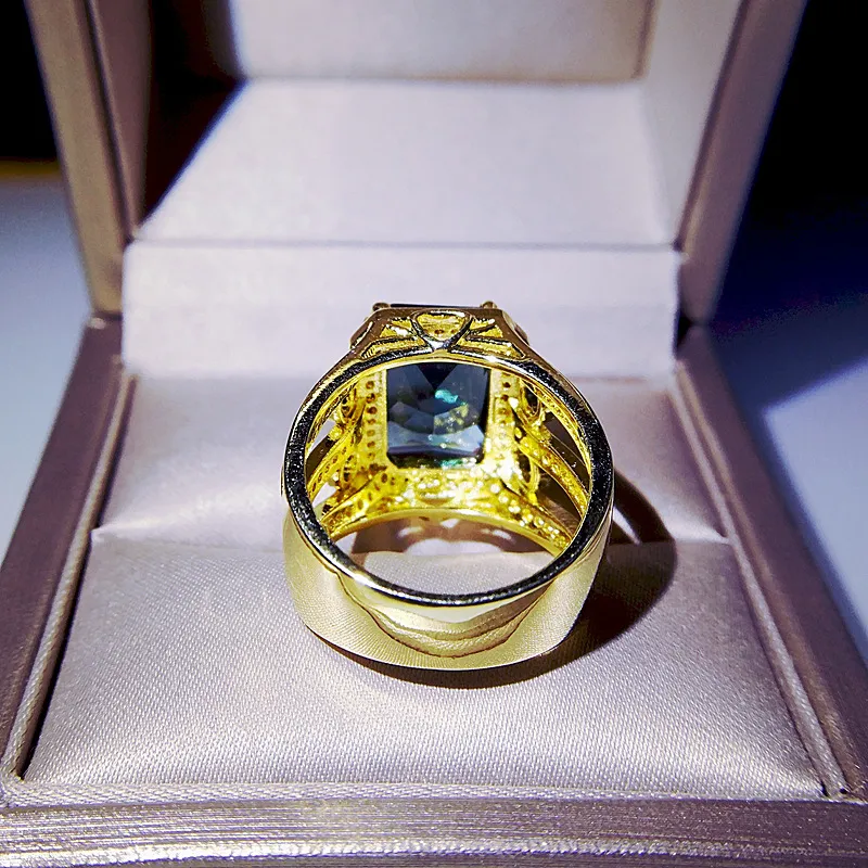 14K Sarı Altın Rel Nturl Spphire Mücevher Yüzüğü Erkekler İçin Kadınlar Güzel Nillos de Düğün Bizuteri 14 K Gold Saf Taş Yüzükleri2201608