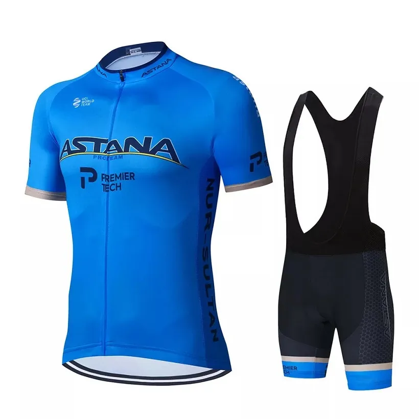 Astana Cycling Clothing 2021 Pro Team Men039s Summer Jersey Set oddychalny koszulka rowerowa z krótkim rękawem Szorki Suit 7342109