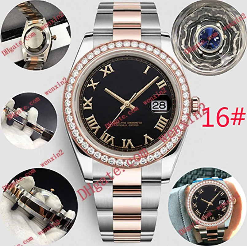 Small diamond mens watch roman numerals Mechanica automatic 41mm High Quality Stainless steel waterproof sports Style Classic gold Wristwatches