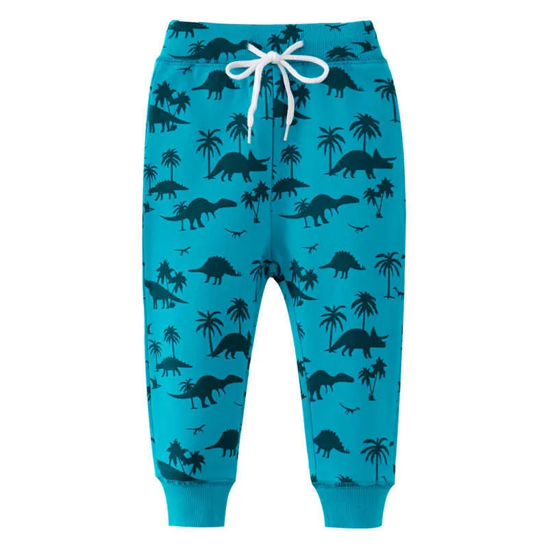 Animals Printed Baby Sweatpants for Autumn Winter Boys Girls Trousers Cartoon Kids Drawstring Pants Lose Long 210529