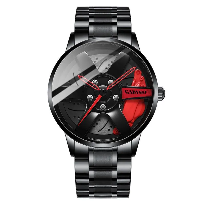 Top Watch Brand Car Wheel Custom Design Sport Rim Watches rostfritt stål Vattentät hela 2021 Men handledsursur187u