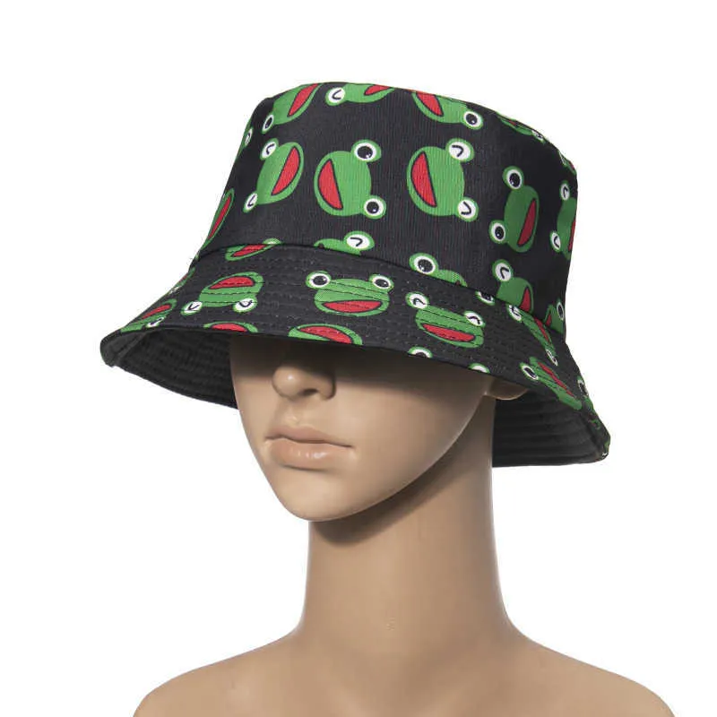 2021 Nowy marynat Rick Cotton New Bucket Hat Rick Cape Cap Us Anime Botton Print Fisherman Bob Hat Sun Fishing Boonie Hat Q0805218t