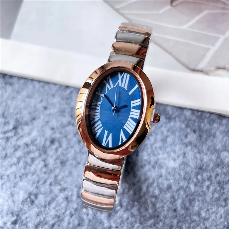 Модные брендовые часы для женщин и девочек, овальные арабские цифры, стильный стальной металлический ремешок, красивые наручные часы C62241U
