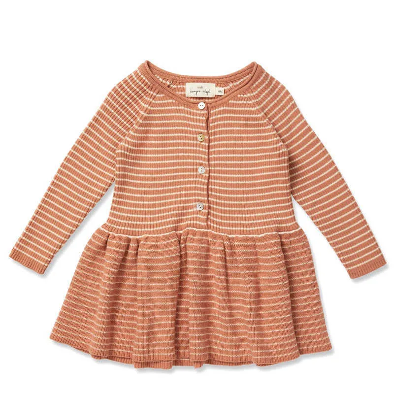 Toddler Sweaters 2021 Autumn Winter Konges Brand Kids Girl Knit Top Striped Children Boy Cardigans Sister Brother Macth Clothes Y1024