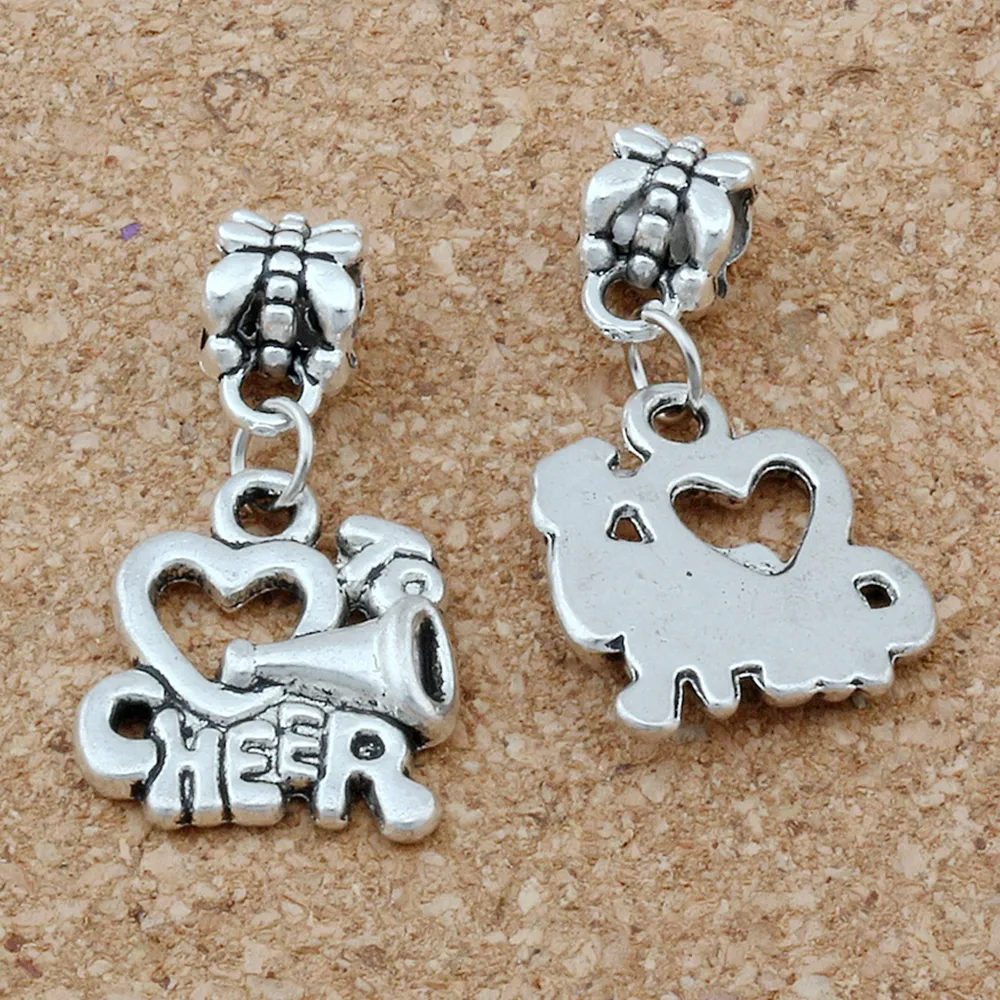 Cheerleader Heart I Love to Cheer Handmade Metal Charms Pendants DIY Jewelry Making Accessories A-660280F