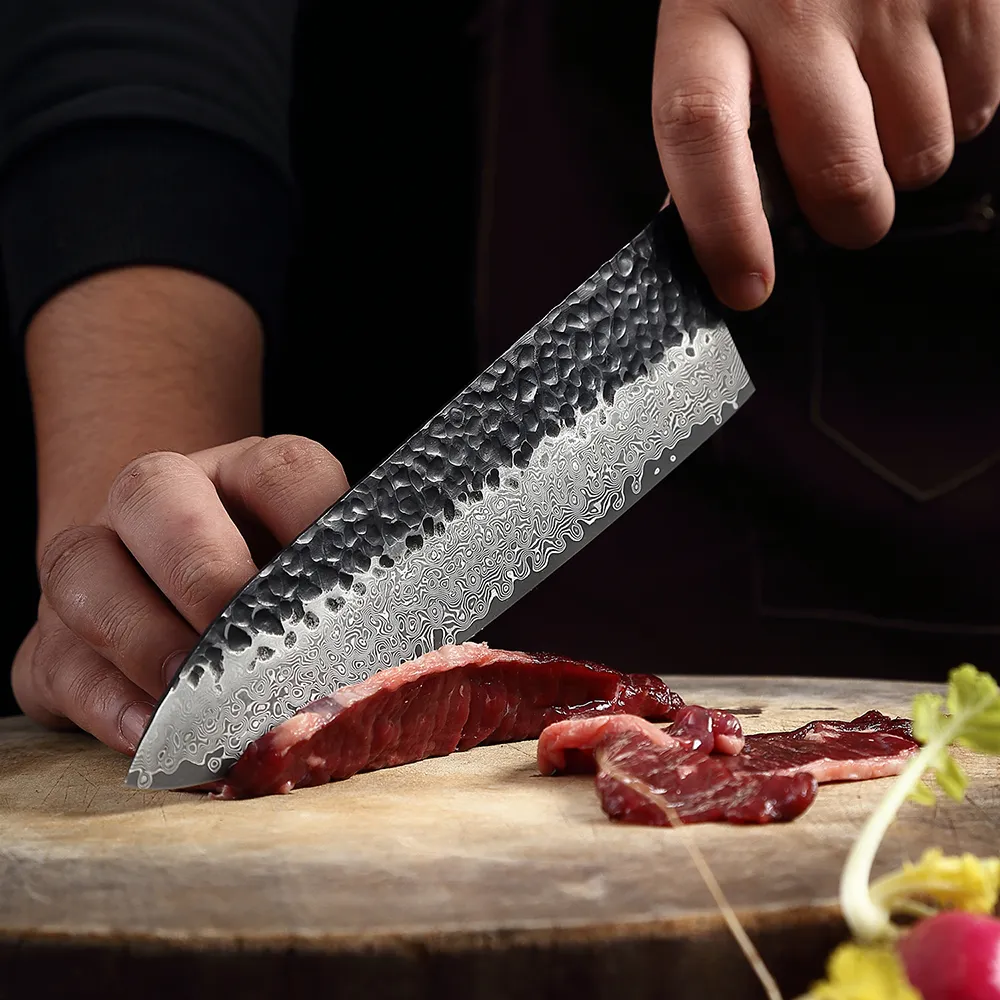XITUO Original Forged Damascus Steel Kitchen Knife VG10 67layer Damascus High Carbon Stainless Steel Nakiri knife Chef knife