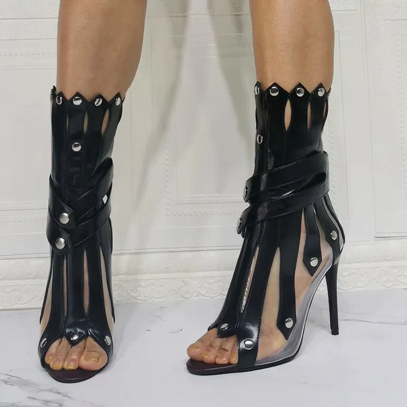 Olomm New Women Gladiator Sandals Sexy Thin High Heels Shoes Open Toe Black White Club Wear Shoes Women US Plus Size 5-15