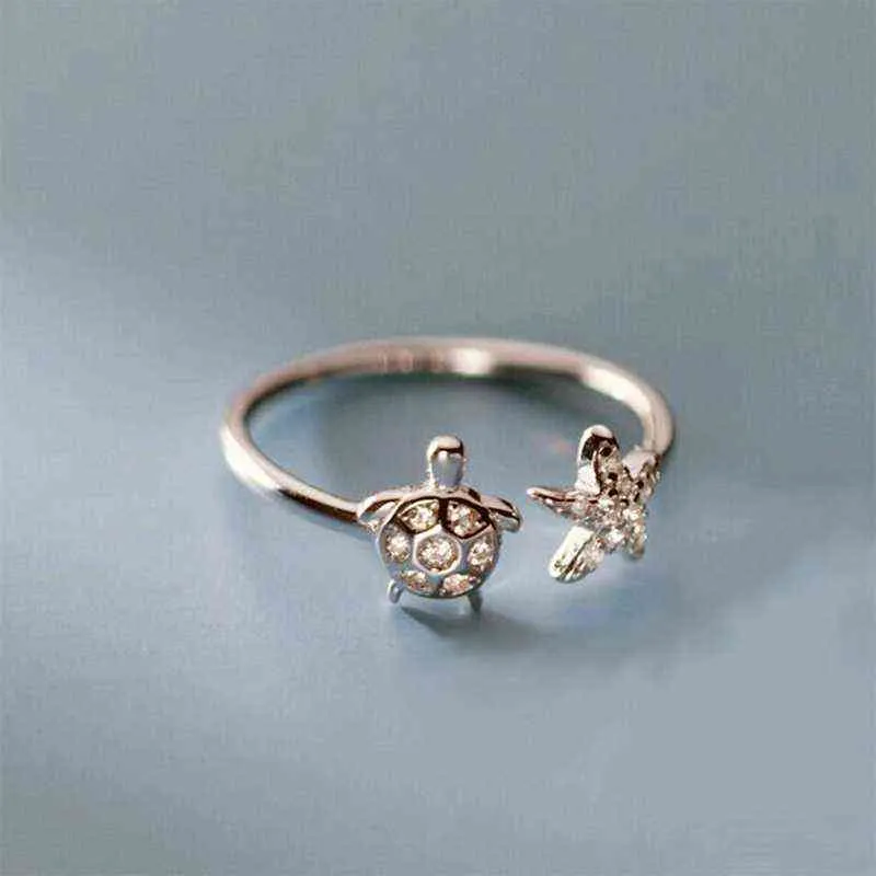 Anelli da dito formato aperto con stella marina e tartaruga gioielli di moda da donna, regali casual feste G1125