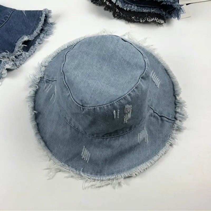 Cappello da sole in denim lavato autunno estivo Cappello da sole in nappa moda donna Cappello floscio da donna a tesa larga da spiaggia Cappelli in cotone femminile pieghevole 210321939502