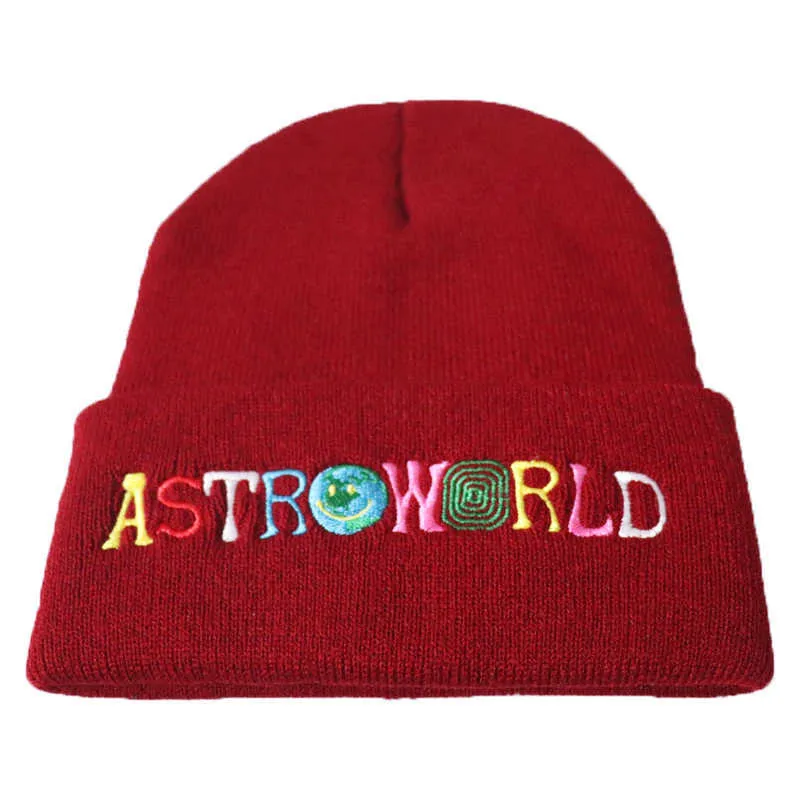 Chapeau tricoté à la mode pour hommes et femmes, motif Astroworld brodé, bonnet chaud d'hiver, casquette Skullies Q0911