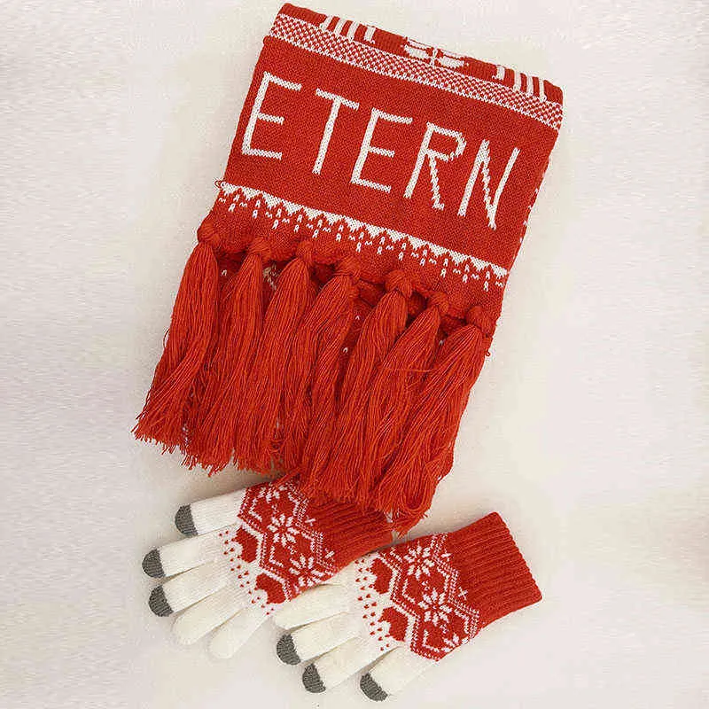 3 pezzi / set donna inverno bambini cappello sciarpa guanti carino natale s rosso lavorato a maglia alce tre pezzi sciarpe calde guanto