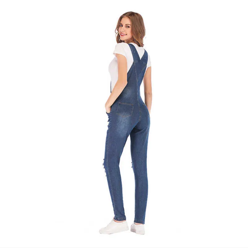 Fashion Women Baggy Denim Cross Border Special Jeans Bib Full Length Overall Solid Loose Causal Jumpsuit Suspender 210708