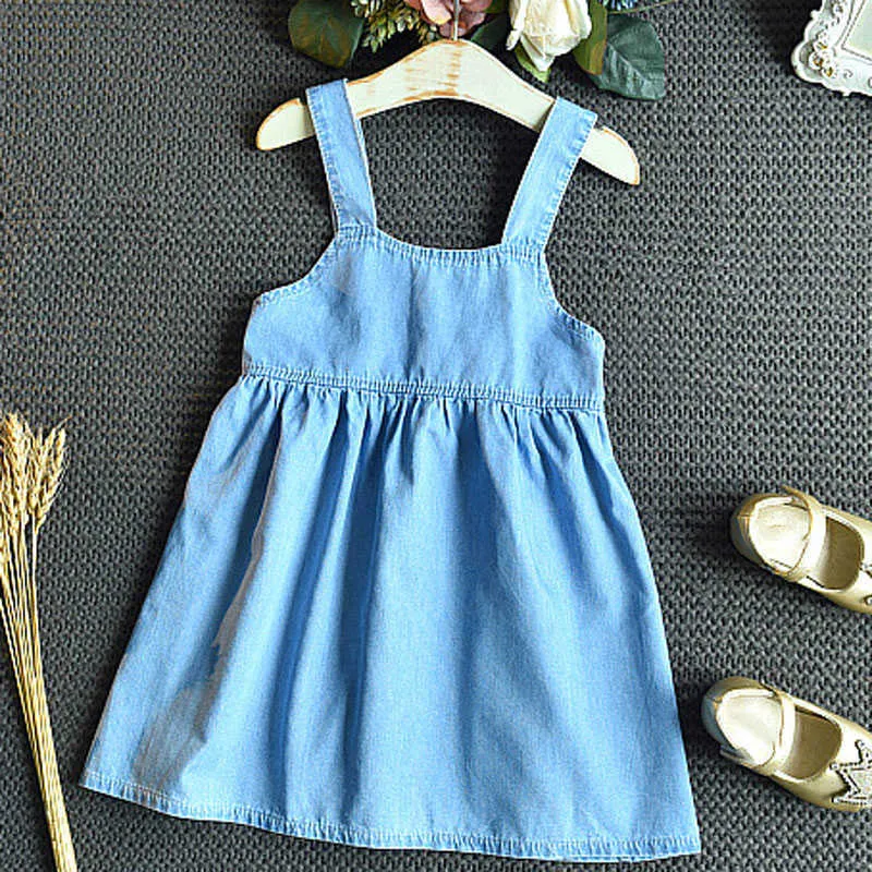 Summer Girls' Clothing Sets Style Lace-Side Puff Sleeve Lapel Top +Sling Dress Baby Kids Clothes Suit Children 210625