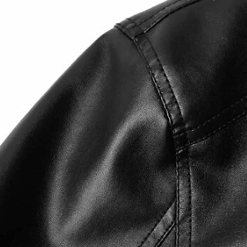 Giacca in pelle PU uomo Autunno Primavera Uomo Fitness Moda maschile Cappotto con colletto alla coreana Giacca da motociclista Casual Cappotti sottili 211009