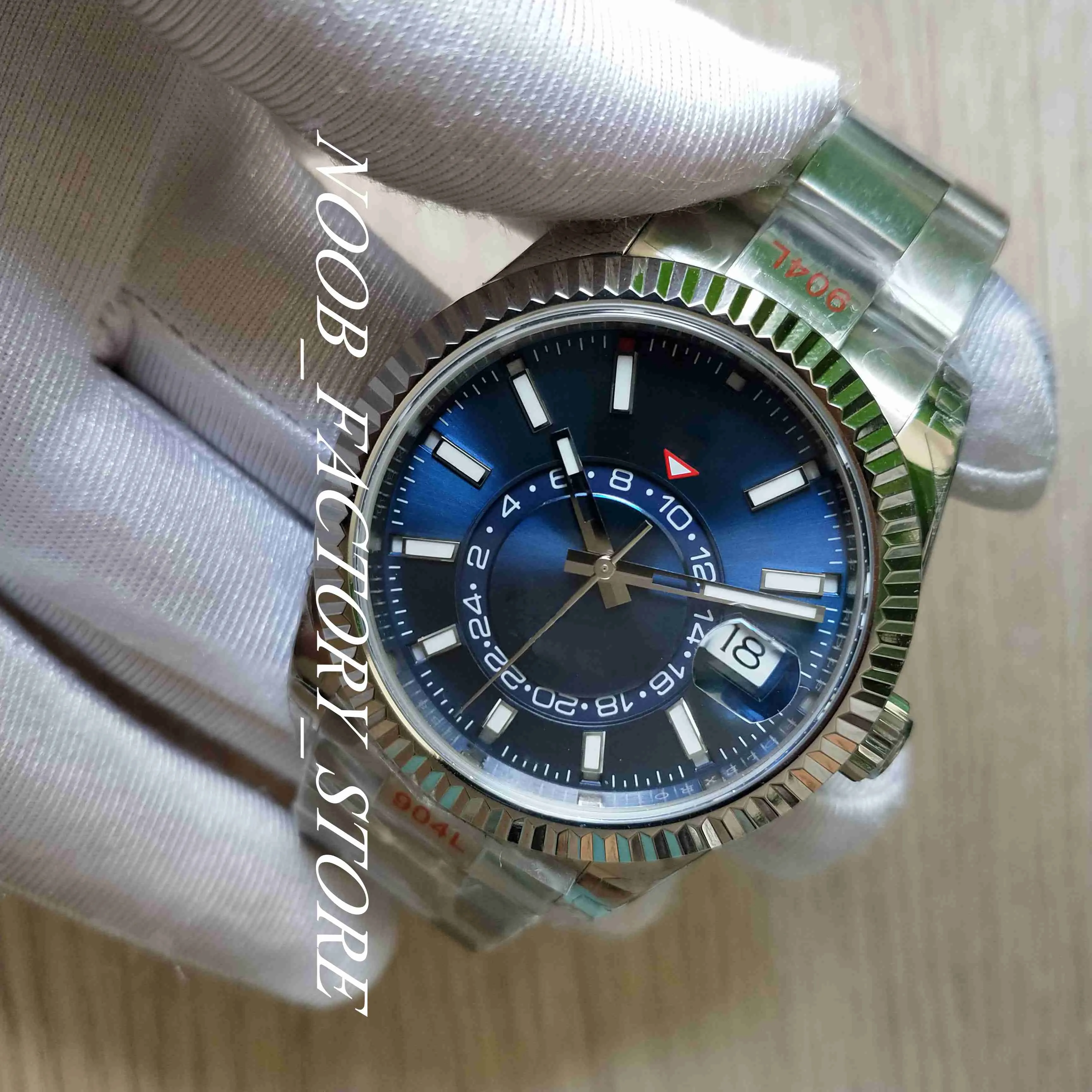 Super Factory Watches S Blue Dial 42mm Mens Automatic Cal 9001 Movement Men 904L Steel 326934 GMTSKY DATE DATE DIEU SPORT RING 252M