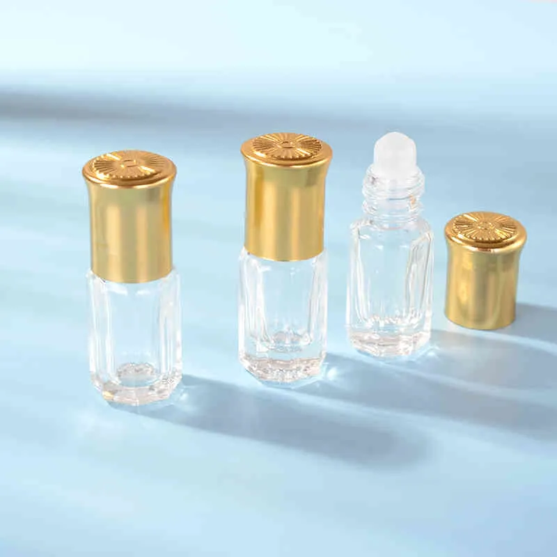 30/50 pièces 3 ml verre huile essentielle bouteilles de voyage vide rouleau sur bouteille de parfum rechargeable conteneurs à billes