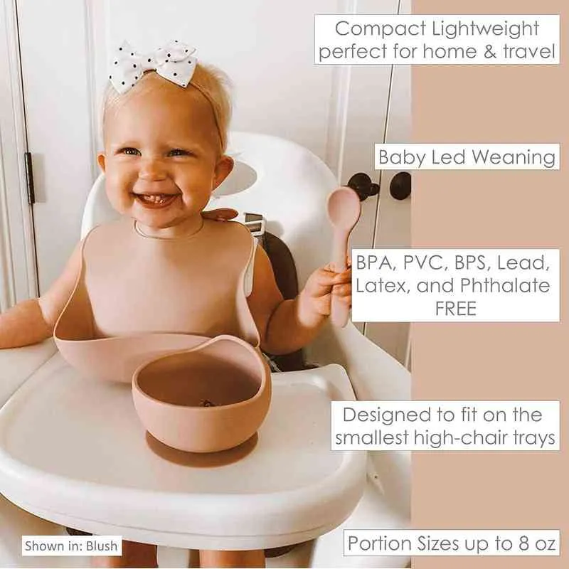 Juego de alimentación de silicona para bebés con cuchara, tenedor, vajilla de silicona, utensilios de autoalimentación, placa de silicona para niños pequeños y niños G1221